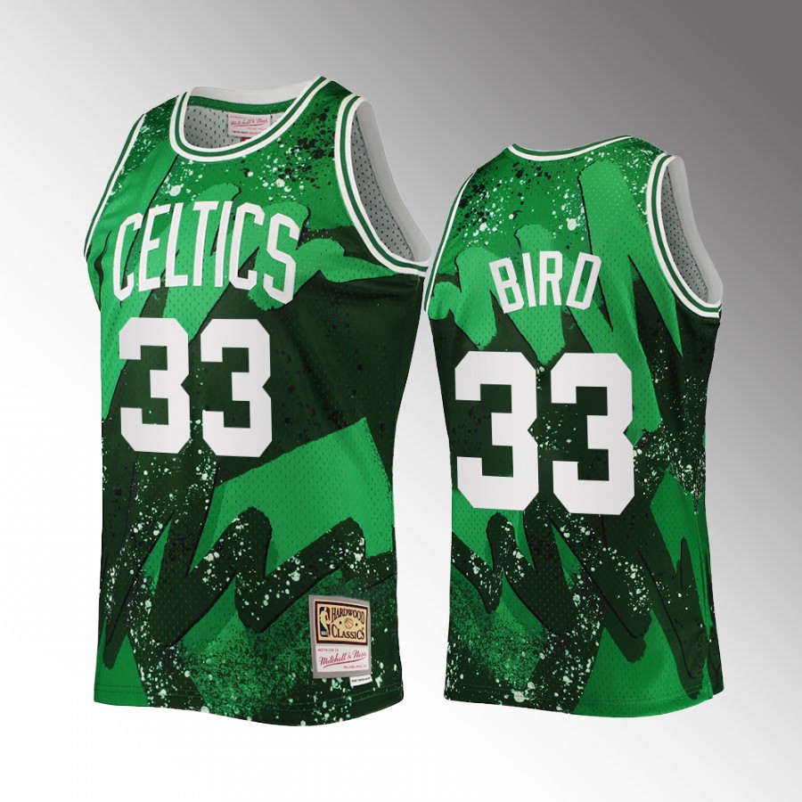 Larry Bird #33 Boston Celtics Retro Tie-Dye Green NBA 75th Jersey