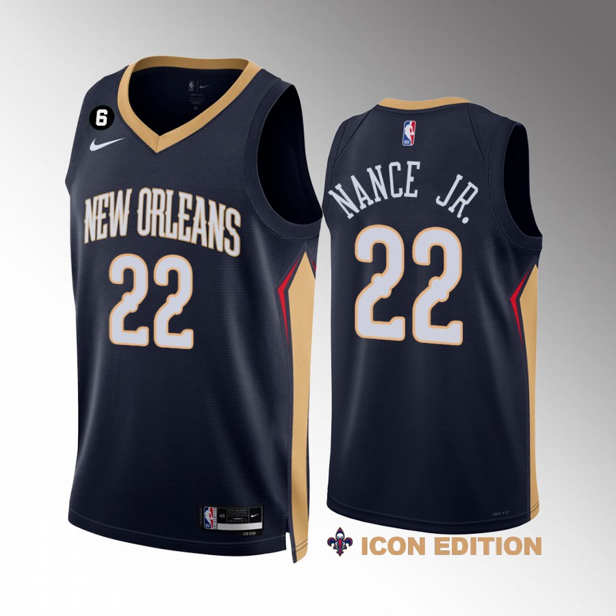 Larry Nance Jr. New Orleans Pelicans #22 Navy Jersey 2022-23 Icon Edition NO.6 Patch