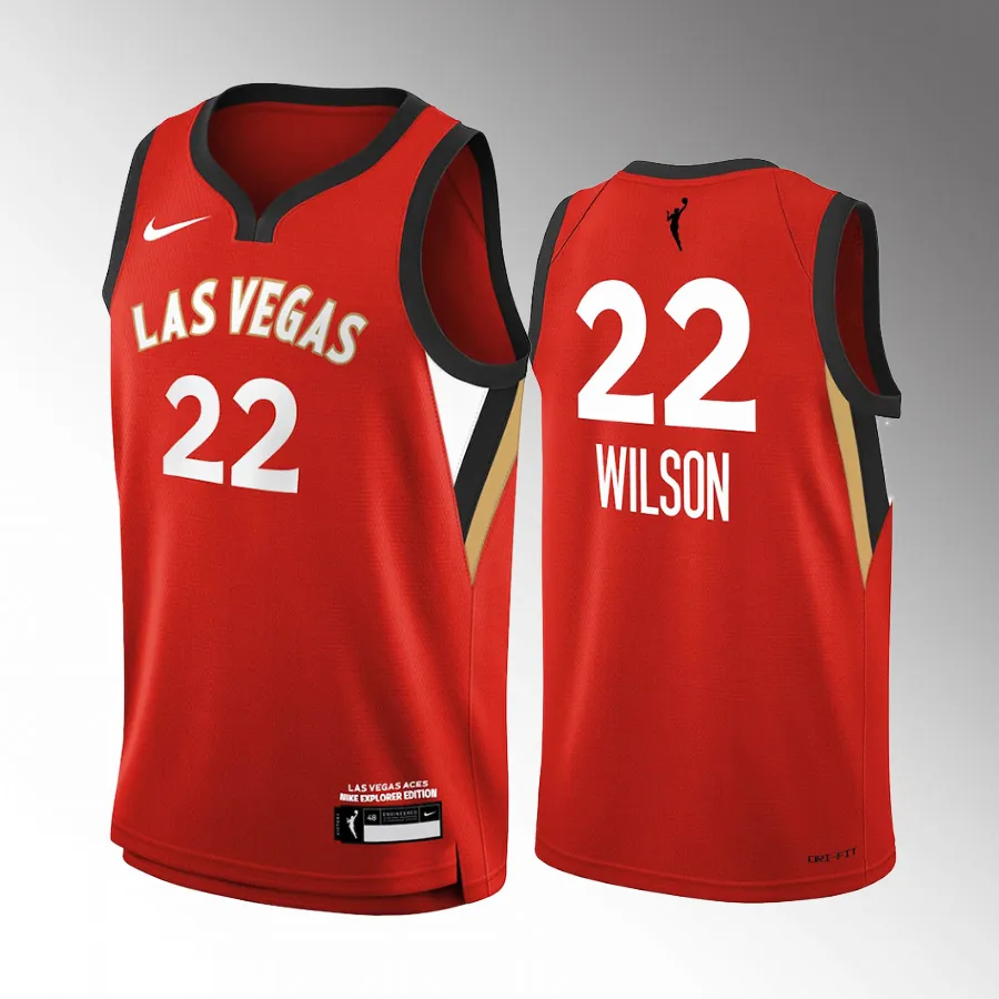 Las Vegas Aces A'ja Wilson 2021 Explorer Edition #22 Jersey WNBA Victory Player Youth Red