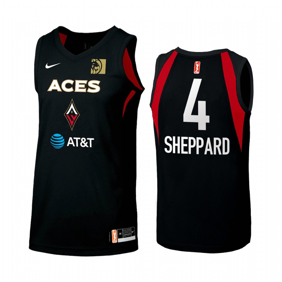 Las Vegas Aces Aisha Sheppard 2022 WNBA Draft Black #4 Women Round 2 Jersey
