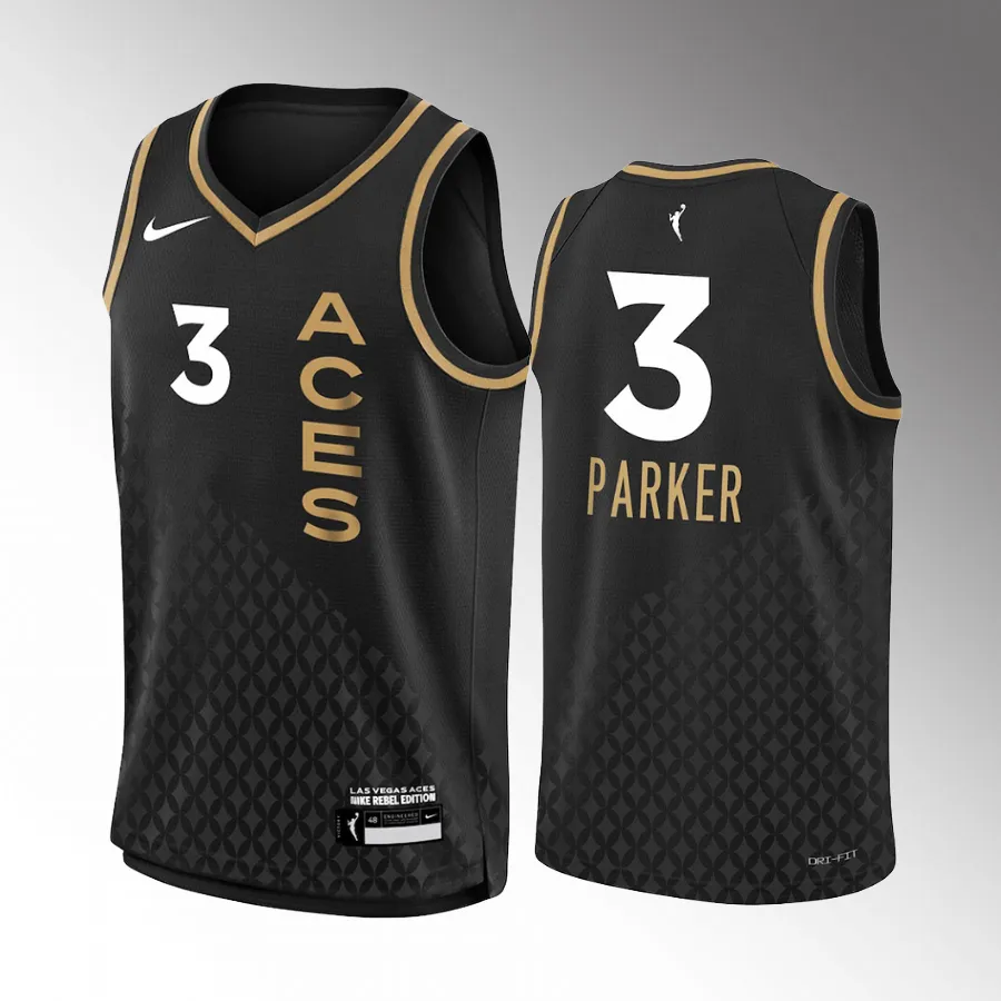 Las Vegas Aces Candace Parker 2022 Rebel Edition #3 Jersey WNBA Victory Player Youth Black