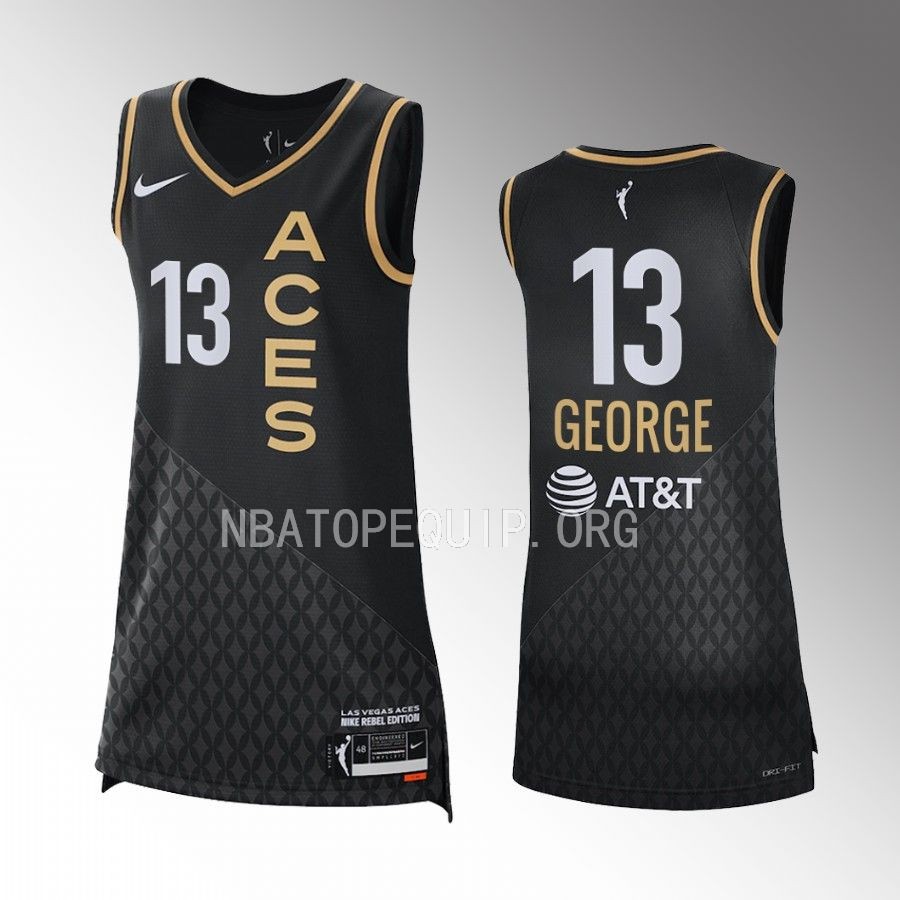 Las Vegas Aces Cayla George Rebel Edition #13 Jersey Victory Women Black