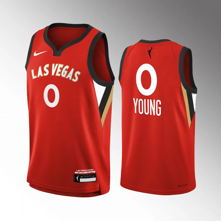 Las Vegas Aces Jackie Young Explorer Edition Red Youth Jersey WNBA Victory Player #0