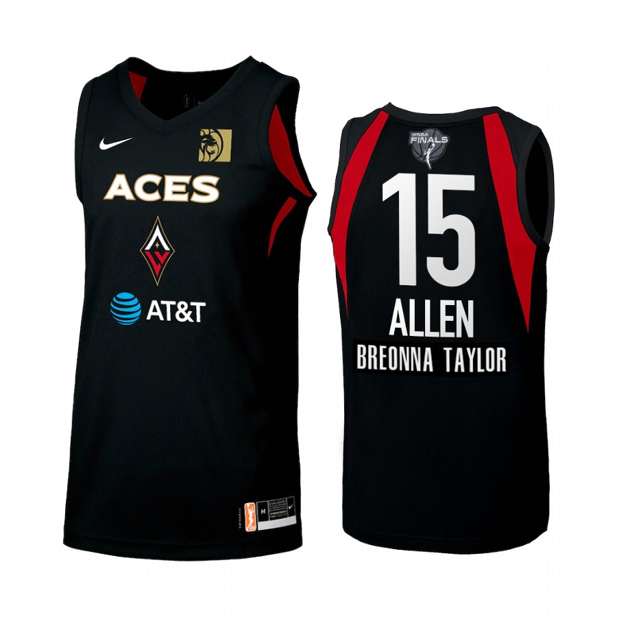 Las Vegas Aces Lindsay Allen 2020 WNBA Finals Bound Breonna Taylor Patch Women Black #15 Jersey