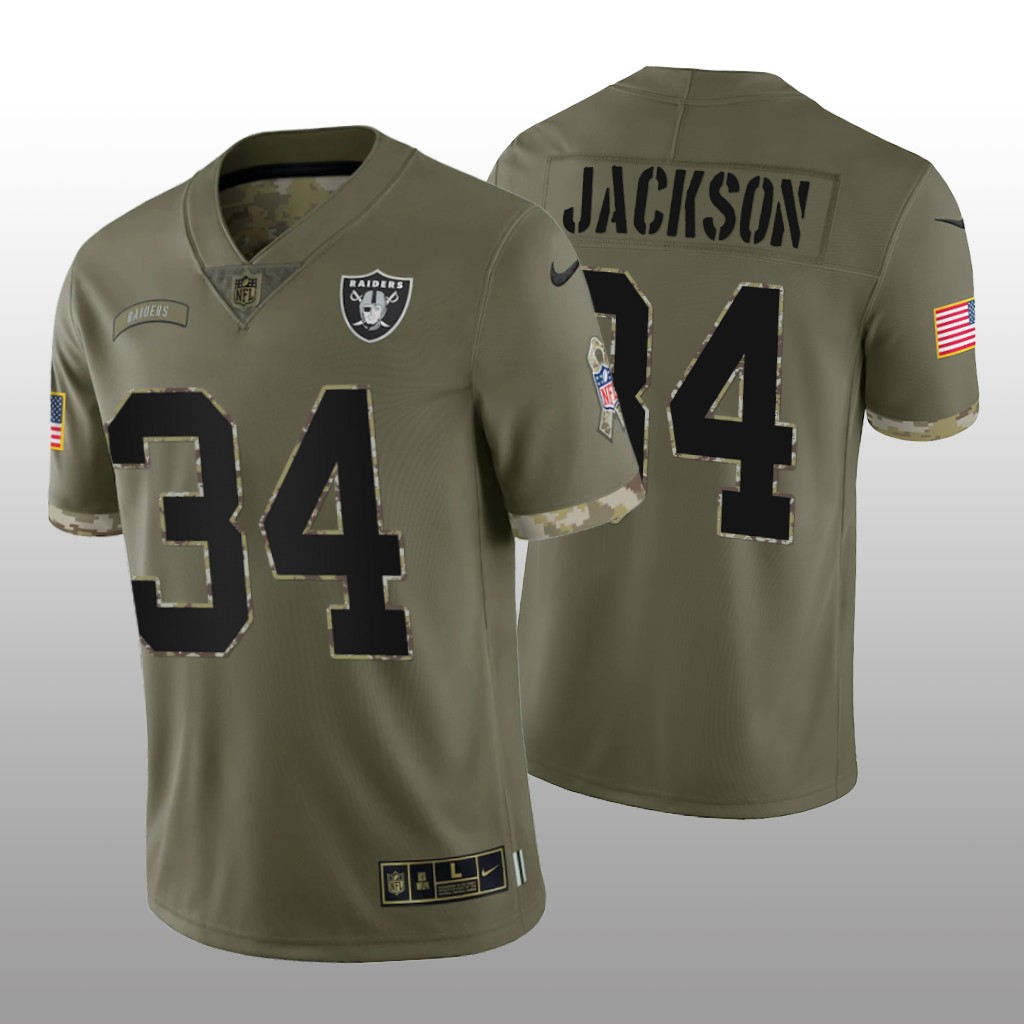 Las Vegas Raiders Bo Jackson Olive Limited Jersey 2022 Salute To Service - Men's