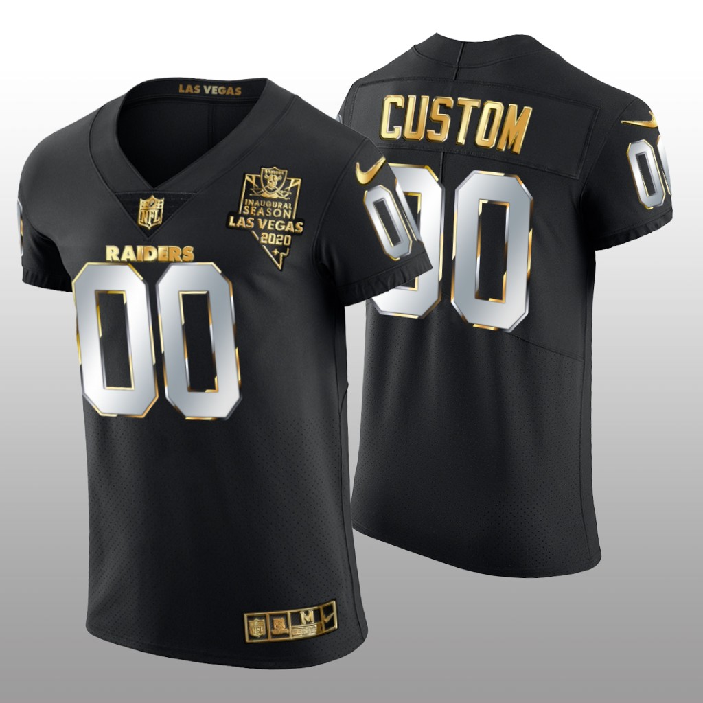 Las Vegas Raiders Custom Black Inaugural Season Elite Jersey Golden Edition Men's