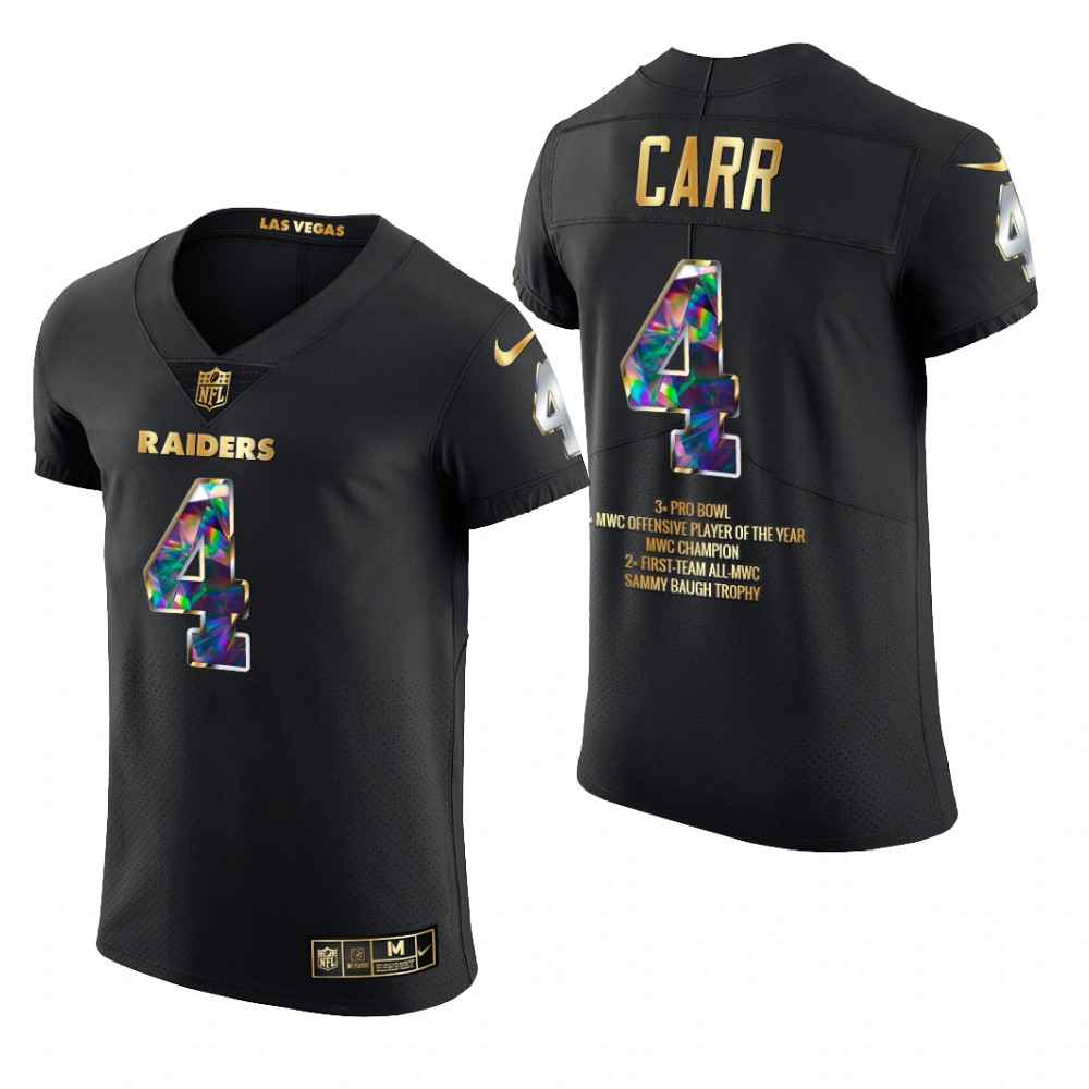 Las Vegas Raiders Derek Carr Black Jersey Career Highlights Men's