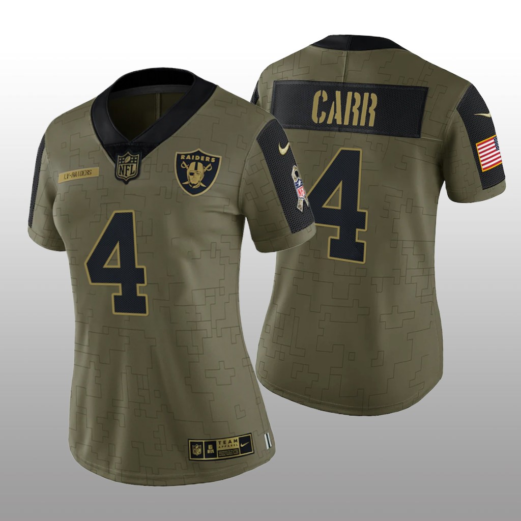 Las Vegas Raiders Derek Carr Olive Limited Jersey 2021 Salute To Service - Women's