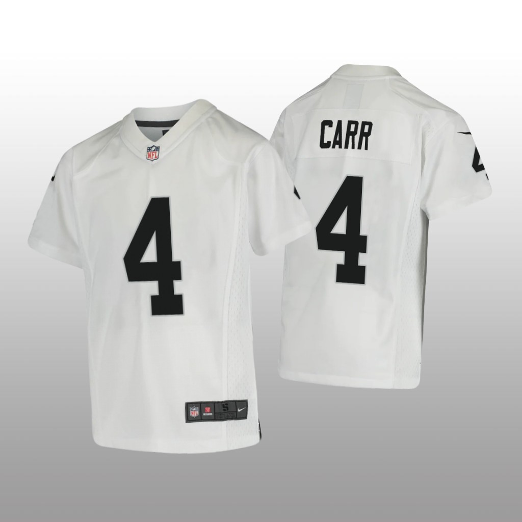 Las Vegas Raiders Derek Carr White Jersey Game - Youth