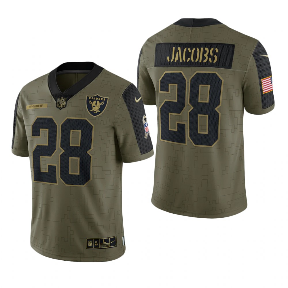 Las Vegas Raiders Josh Jacobs Olive Limited Jersey 2021 Salute To Service - Men's