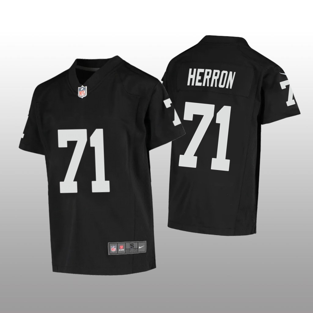 Las Vegas Raiders Justin Herron Black Jersey Game - Youth