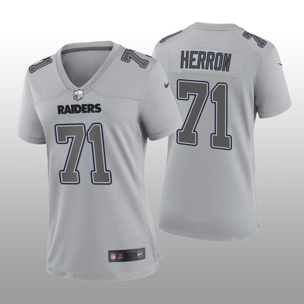 Las Vegas Raiders Justin Herron Gray Jersey Atmosphere Fashion Game - Women's