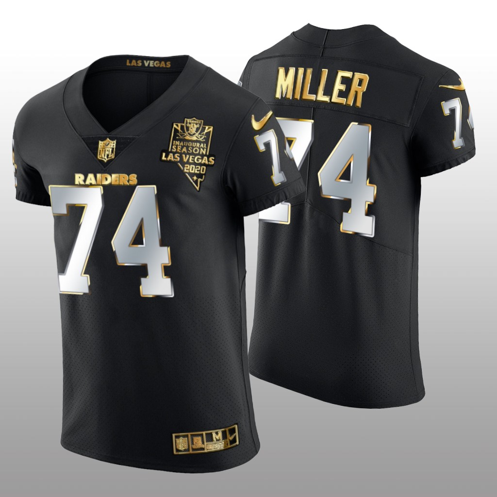 Las Vegas Raiders Kolton Miller Black Inaugural Season Elite Jersey Golden Edition Men's