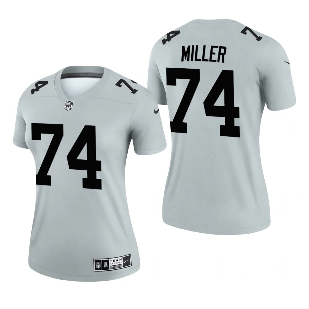 Las Vegas Raiders Kolton Miller Silver Jersey Inverted Legend - Women's