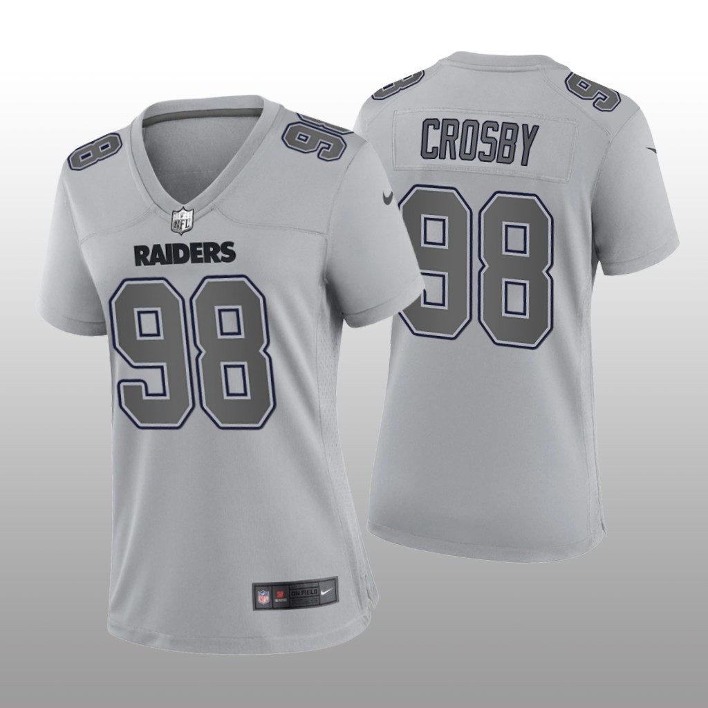 Las Vegas Raiders Maxx Crosby Gray Jersey Atmosphere Fashion Game - Women's