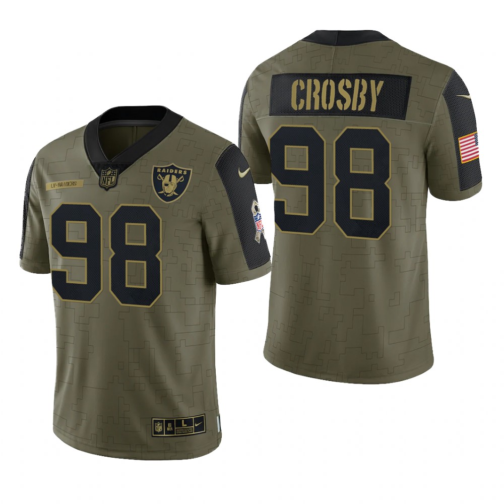 Las Vegas Raiders Maxx Crosby Olive Limited Jersey 2021 Salute To ...