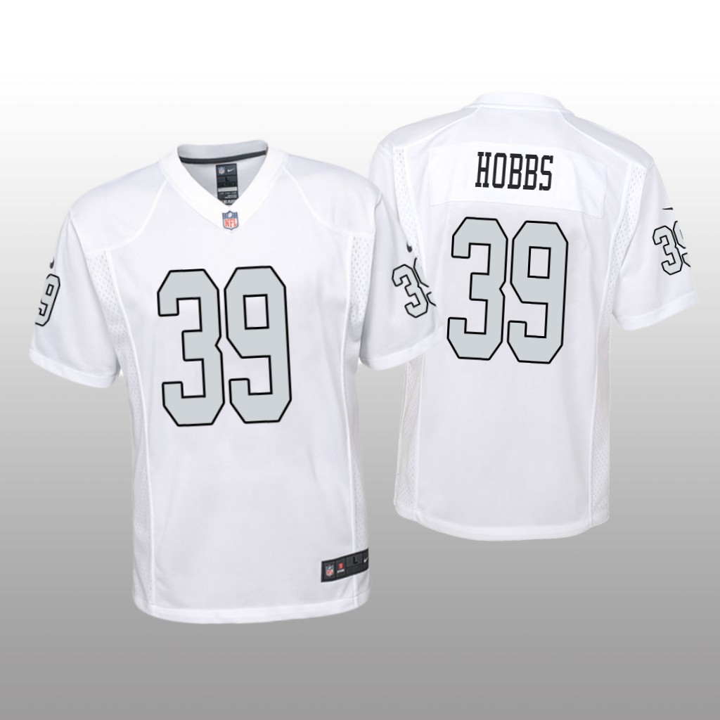 Las Vegas Raiders Nate Hobbs White Jersey Color Rush Game - Youth