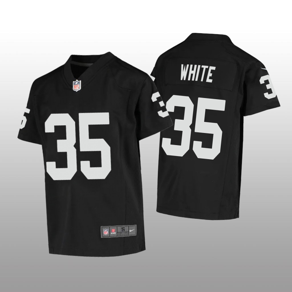 Las Vegas Raiders Zamir White Black Jersey Game - Youth