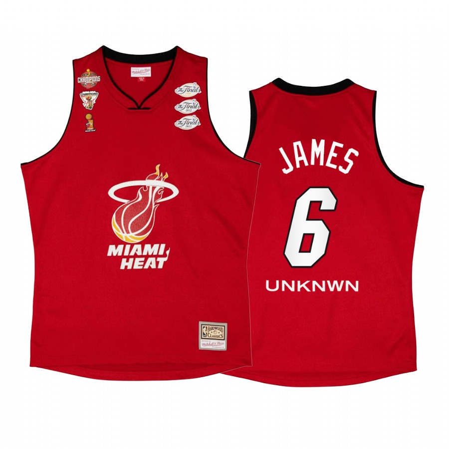 LeBron James #6 Miami Heat My Towns Unknwu Red NBA Finals Champs Jersey