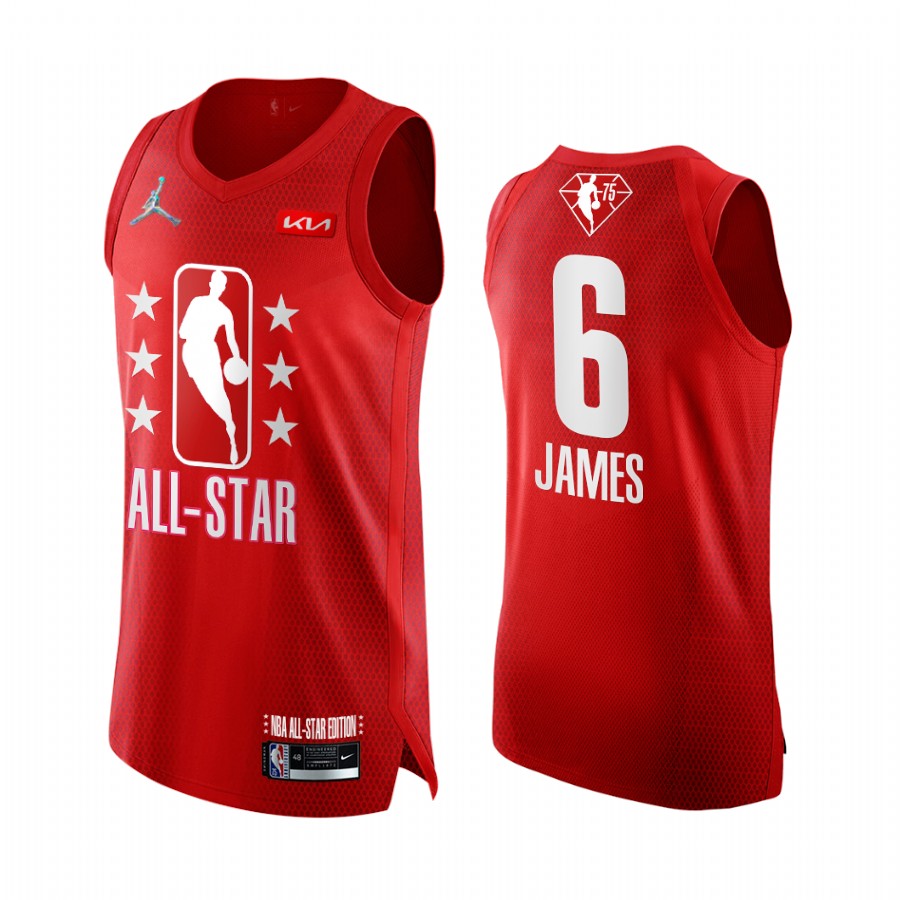 LeBron James 2022 All-Star Lakers Jersey Grey Red NBA 75th Uniform