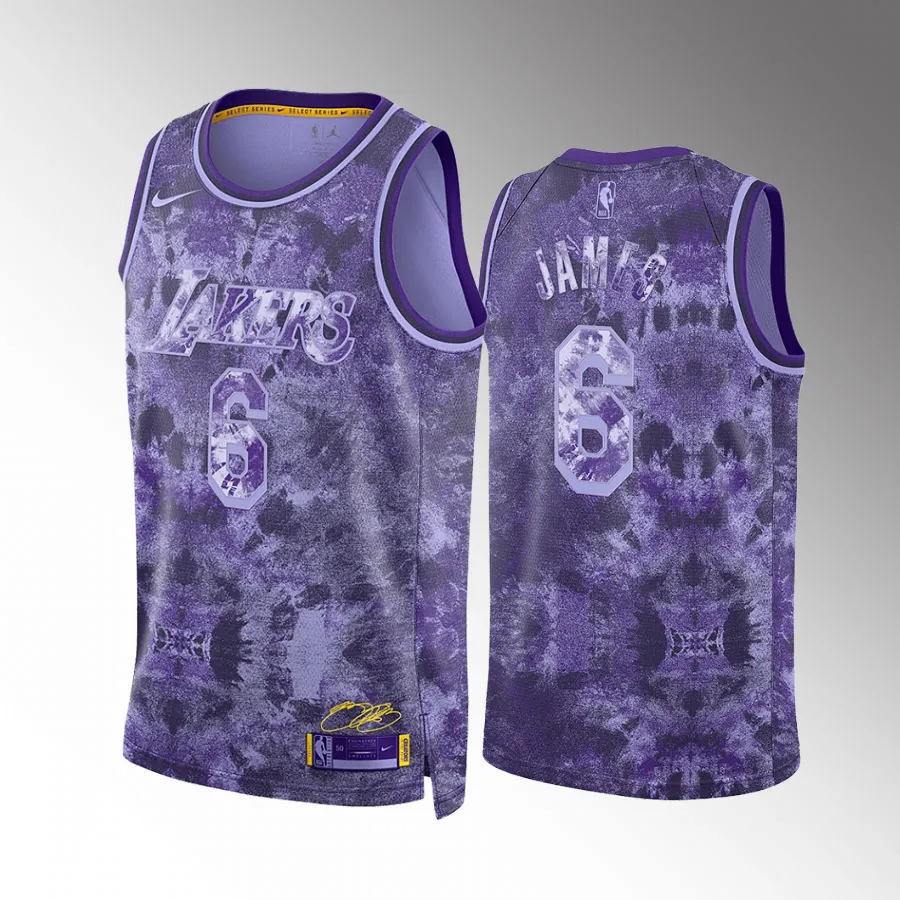 LeBron James 2023 MVP Select Series Los Angeles Lakers #6 Purple Jersey Camo