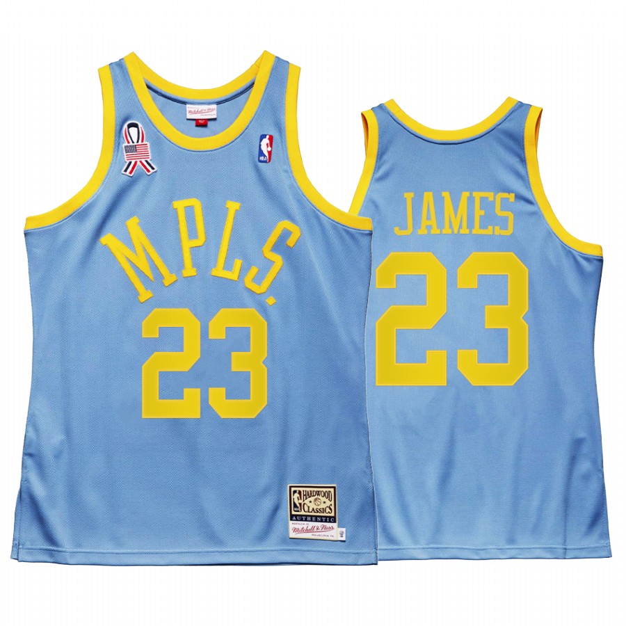 LeBron James 23 Los Angeles Lakers MPLS Throwback Blue Jersey Minneapolis 5x championship