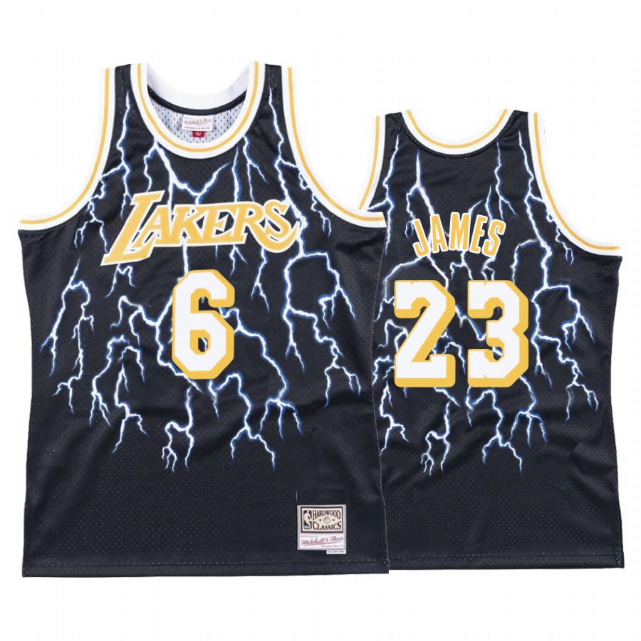 LeBron James 6 Los Angeles Lakers Lightning Black Jersey 23 Changed