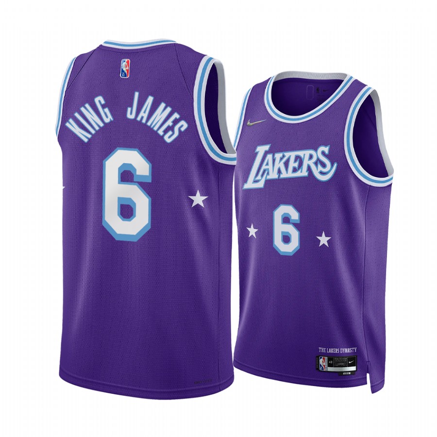 LeBron James King James Lakers Nickname Diamond Edition Purple Jersey 2022