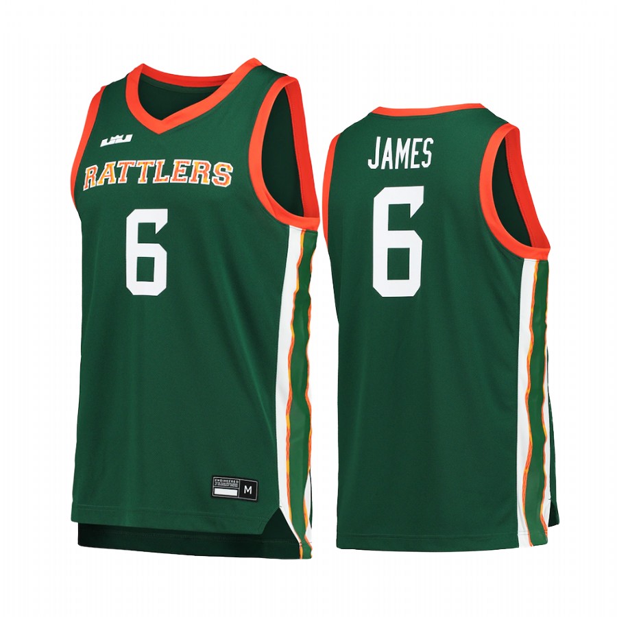 LeBron James Lakers Green Jersey 2022 FAMU Rattlers x King James College