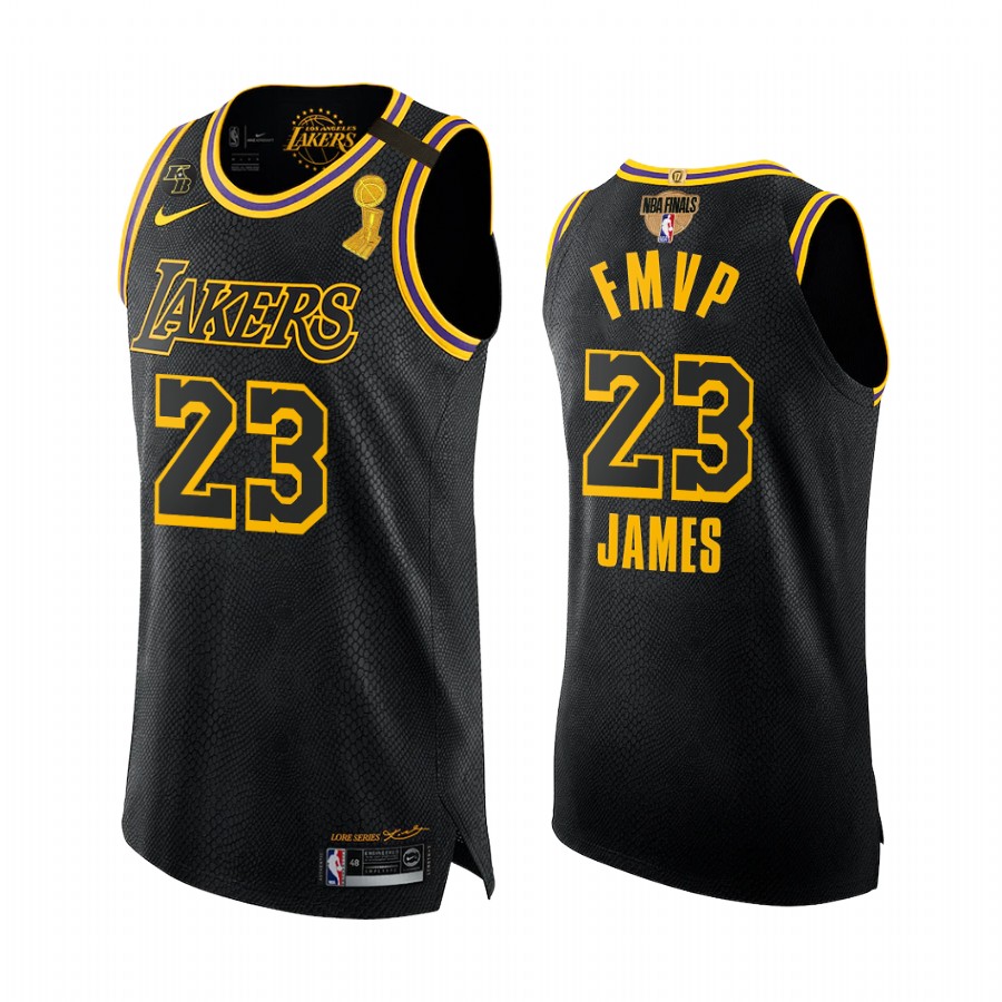 LeBron James Los Angeles Lakers 2020 FMVP Black Jersey Trophy Logo Mamba Edition
