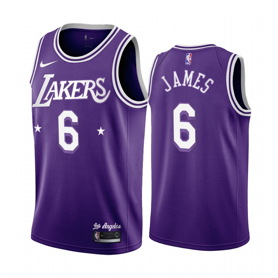 LeBron James Los Angeles Lakers 2021-22 City Edition Purple #23 Jersey Throwback 60s