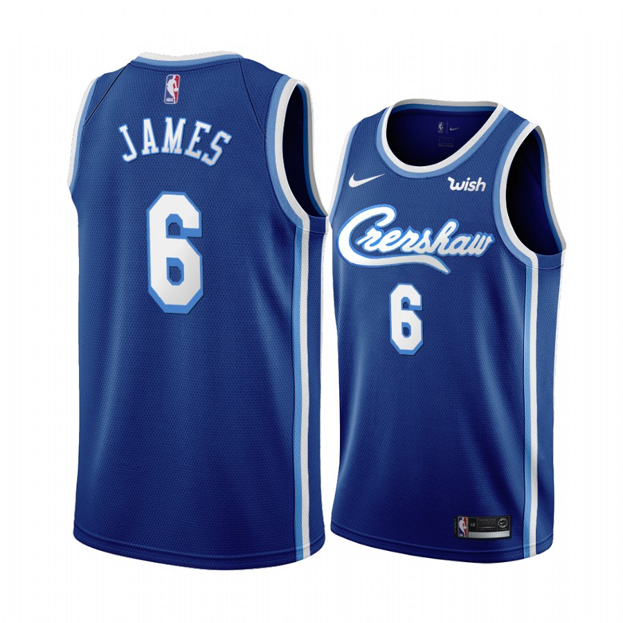 LeBron James Los Angeles Lakers 2021-22 Crenshaw Blue #6 Jersey Change Number