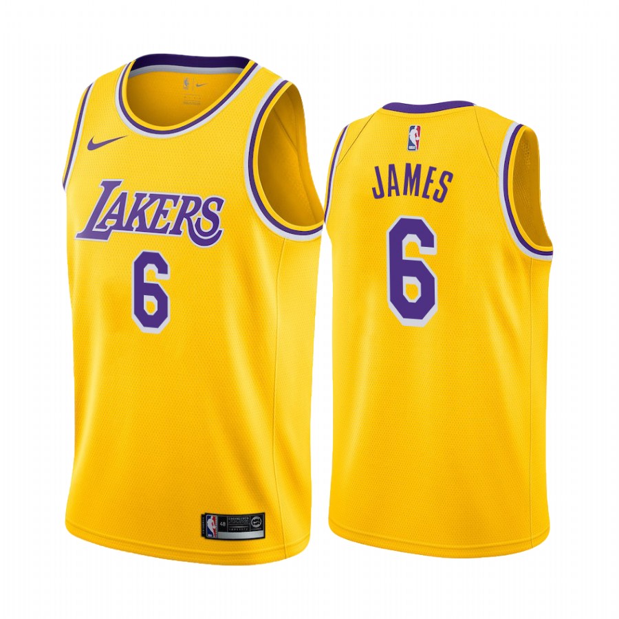 LeBron James Los Angeles Lakers 2021-22 Icon Edition Gold #6 Jersey Change Number