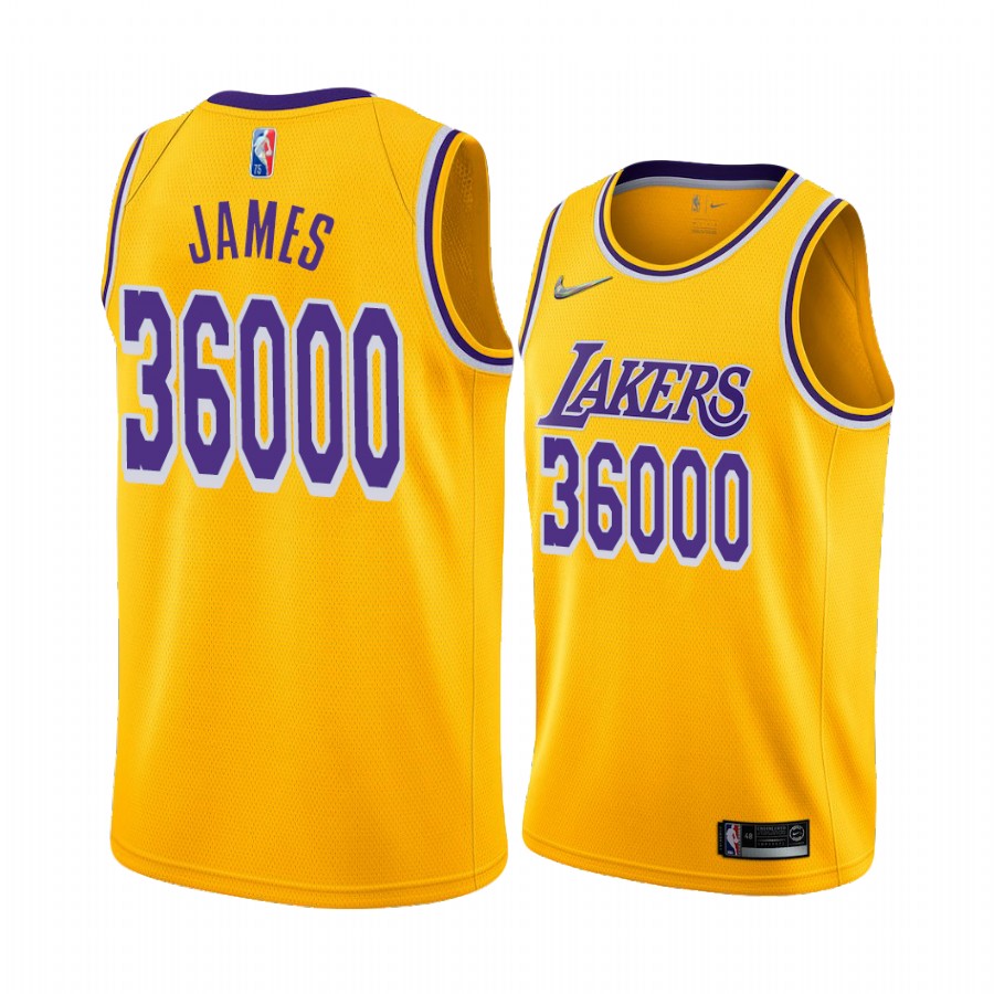 LeBron James Los Angeles Lakers Gold #6 36000 Career Points Jersey 32 Pts Triple-Double