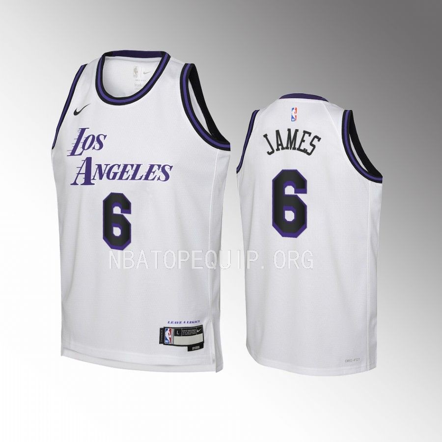 LeBron James Los Angeles Lakers Youth White City Edition Jersey Swingman