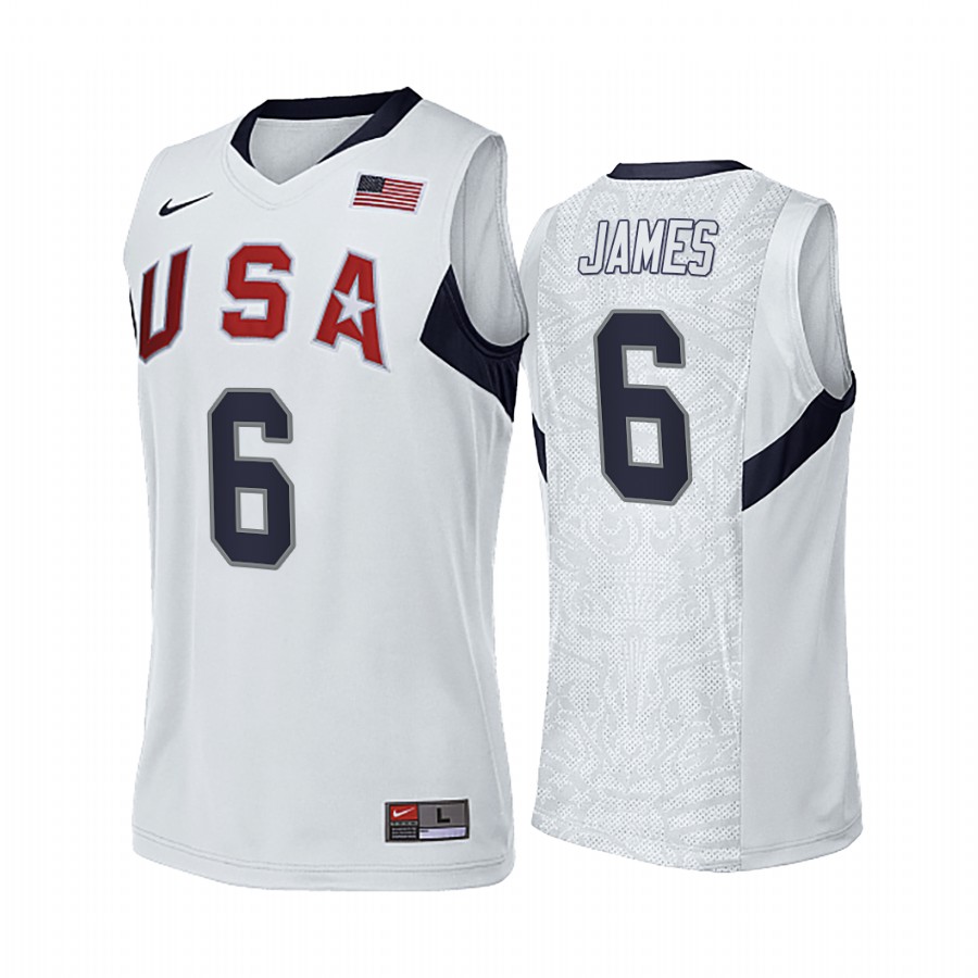 LeBron James USA  #6 White 2008 Summer Olympics Gold Winner Jersey