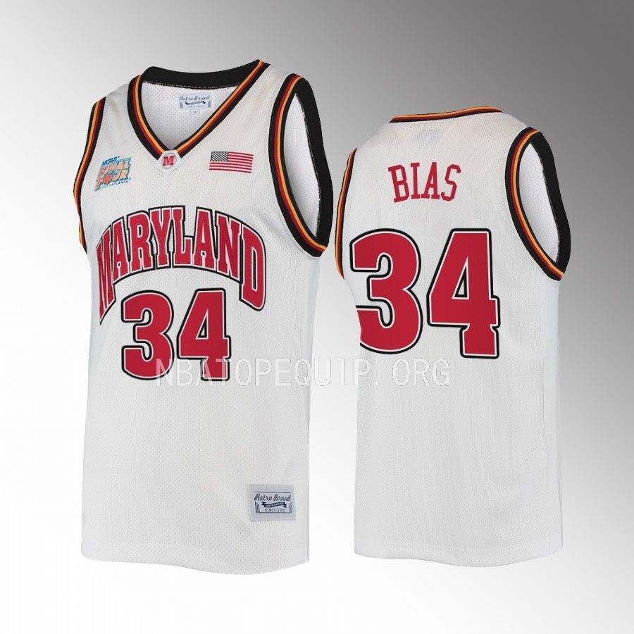 Len Bias Maryland Terrapins White Jersey Classic Commemorative Retro Final 4
