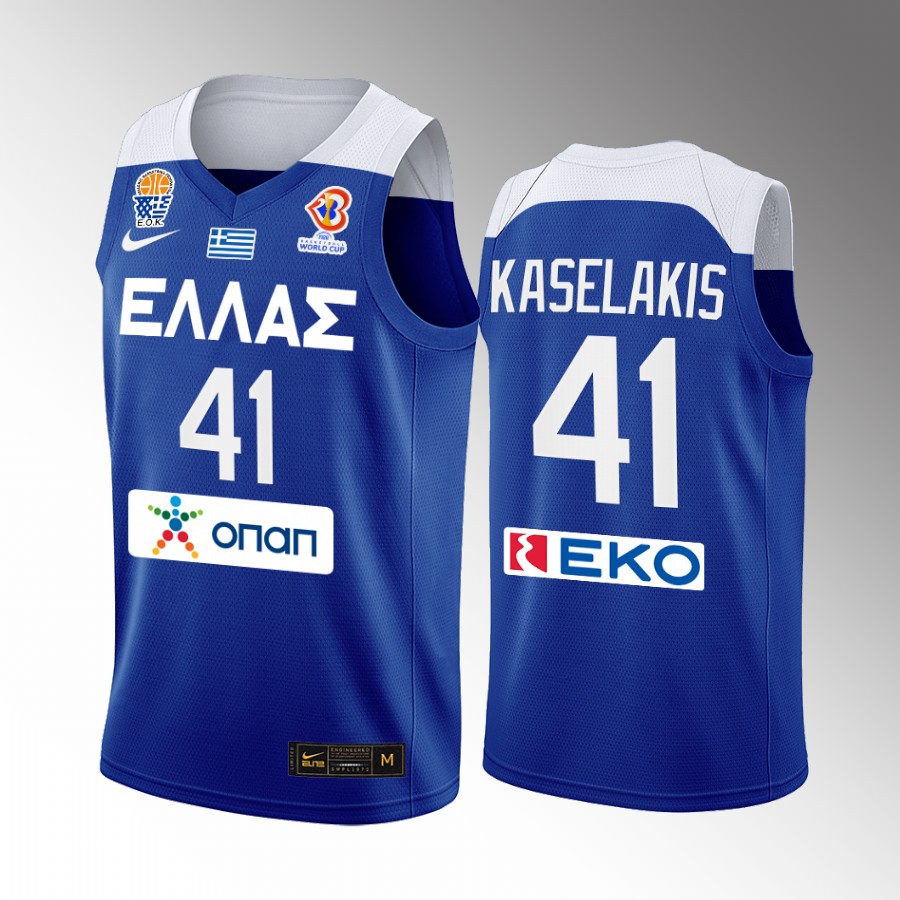 Leonidas Kaselakis Greece Team FIBA  World Cup 2022 Blue Jersey European Qualifiers #41