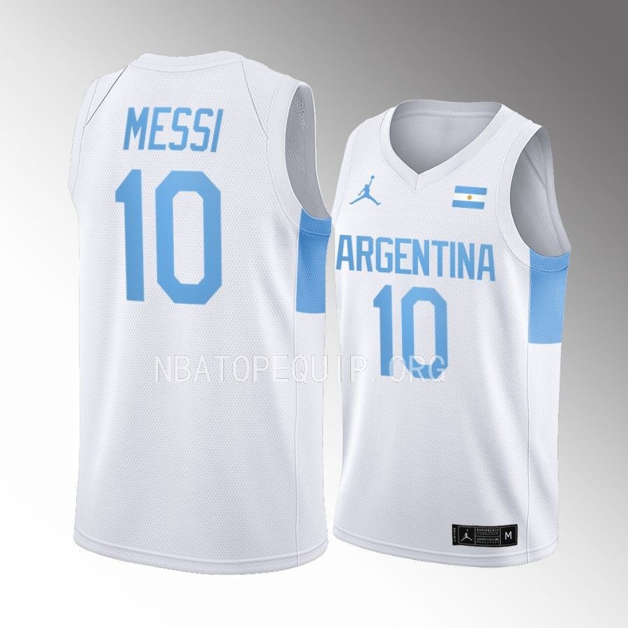 Lionel Messi Goat Argentina #10 White Jersey For Legend