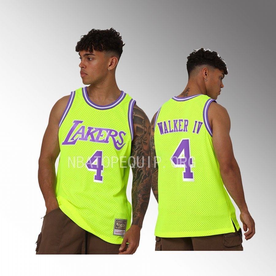 Lonnie Walker IV #4 Los Angeles Lakers Neon Throwback Yellow Hardwood Classics Jersey