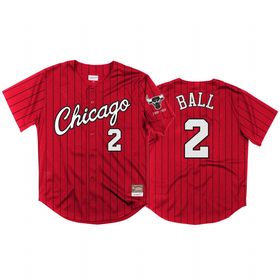 Lonzo Ball #2 Chicago Bulls Neon World Baseball Jersey Red