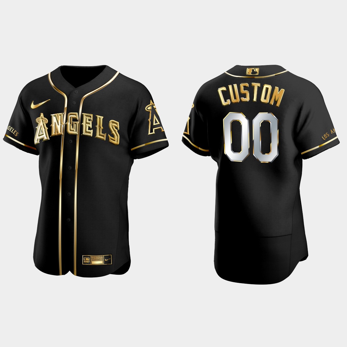 Los Angeles Angels #00 Custom Gold Edition Jersey - Black