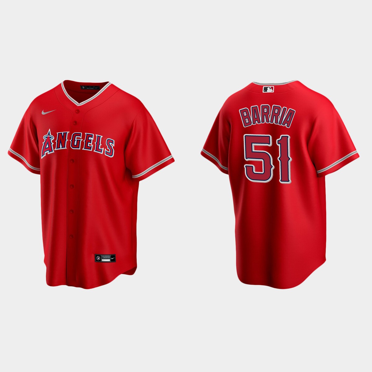 Los Angeles Angels #51 Jaime Barria Alternate Jersey - Red