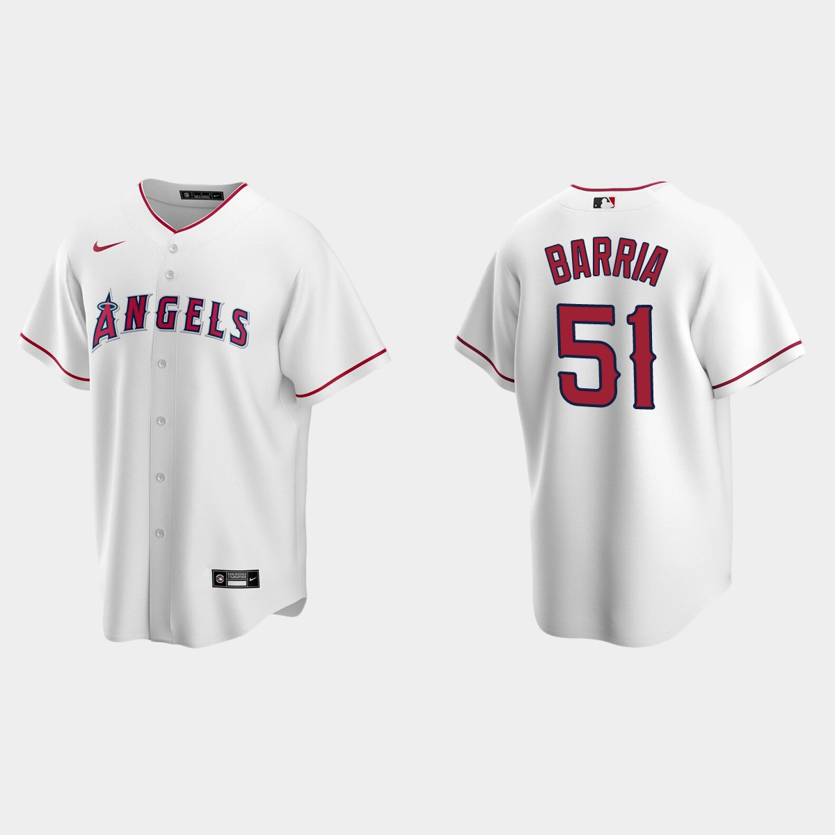 Los Angeles Angels #51 Jaime Barria Home Jersey - White