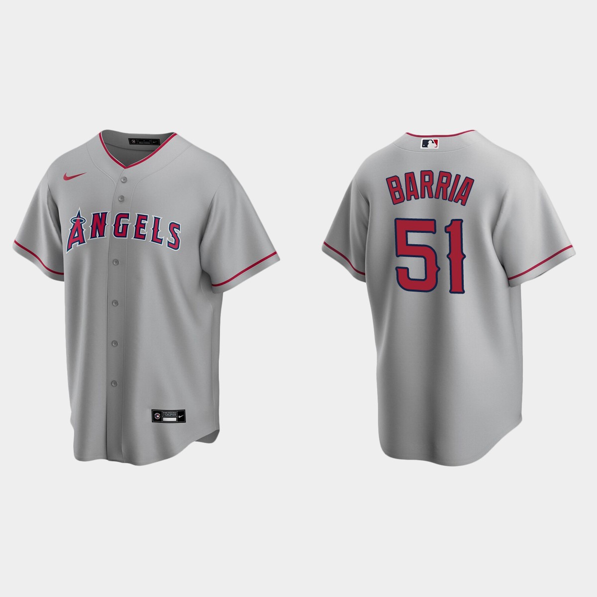 Los Angeles Angels #51 Jaime Barria Road Jersey - Gray