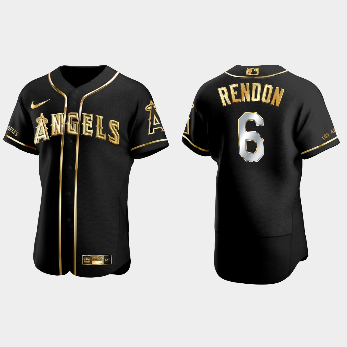 Los Angeles Angels #6 Anthony Rendon Gold Edition Jersey - Black