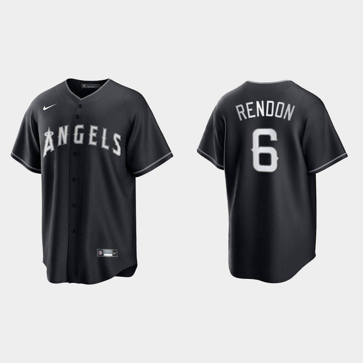 Los Angeles Angels Anthony Rendon 2021 All Black Fashion Jersey - Black White