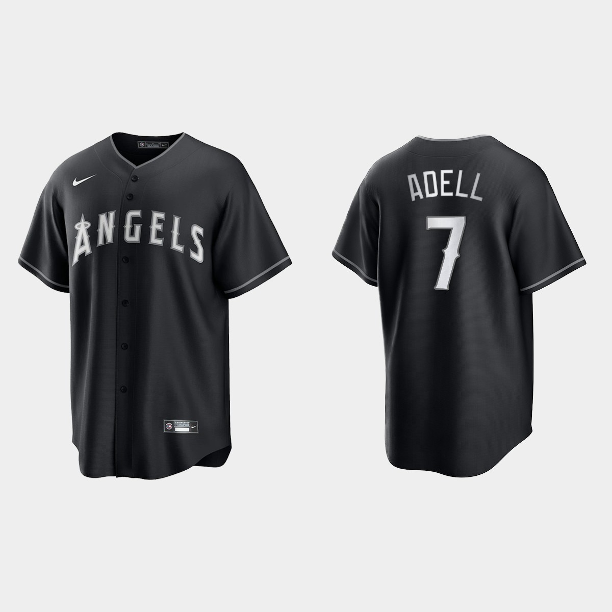 Los Angeles Angels Jo Adell 2021 All Black Fashion Jersey - Black White