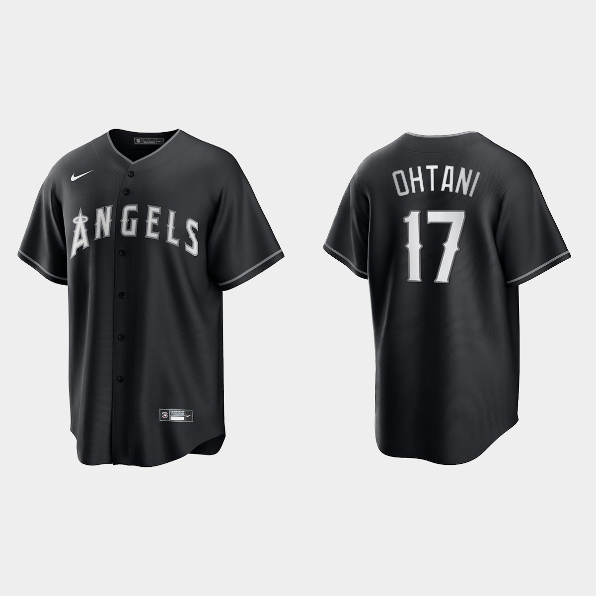 Los Angeles Angels Shohei Ohtani 2021 All Black Fashion Jersey - Black White