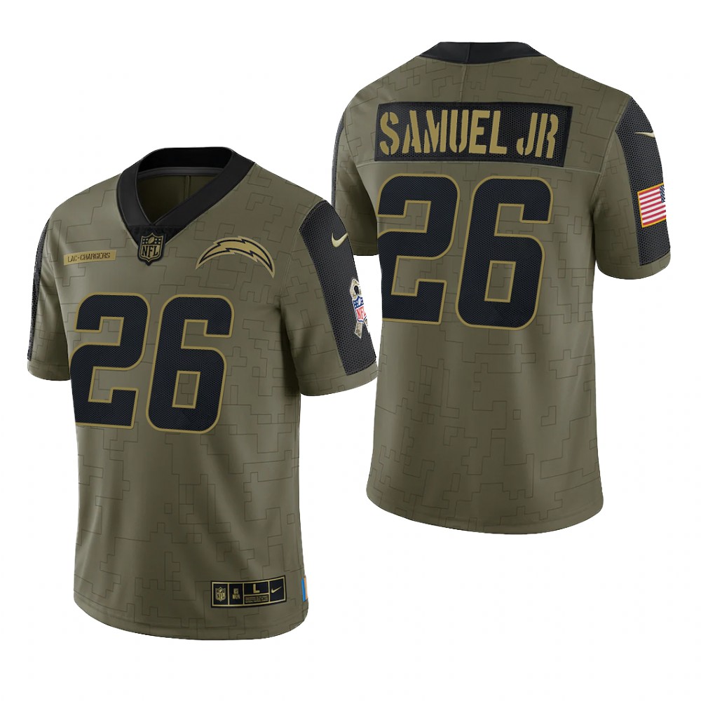 Los Angeles Chargers Asante Samuel Jr. Olive Limited Jersey 2021 Salute To Service - Men's